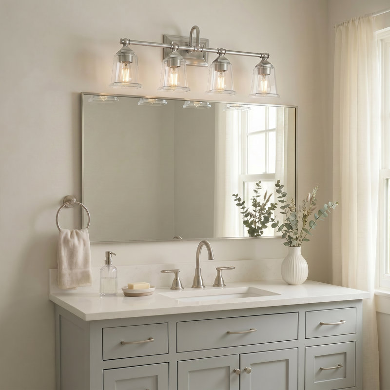4 - Light Dimmable Vanity Light, Brushed Nickel