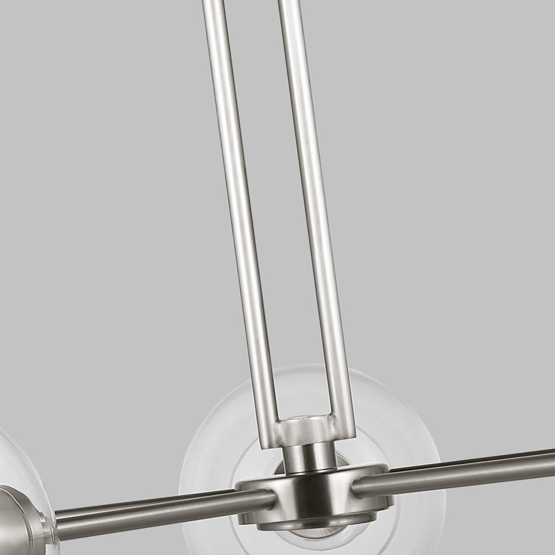 Hanford 5 - Light Dimmable Sputnik Modern Linear Chandelier, Brushed Nickel