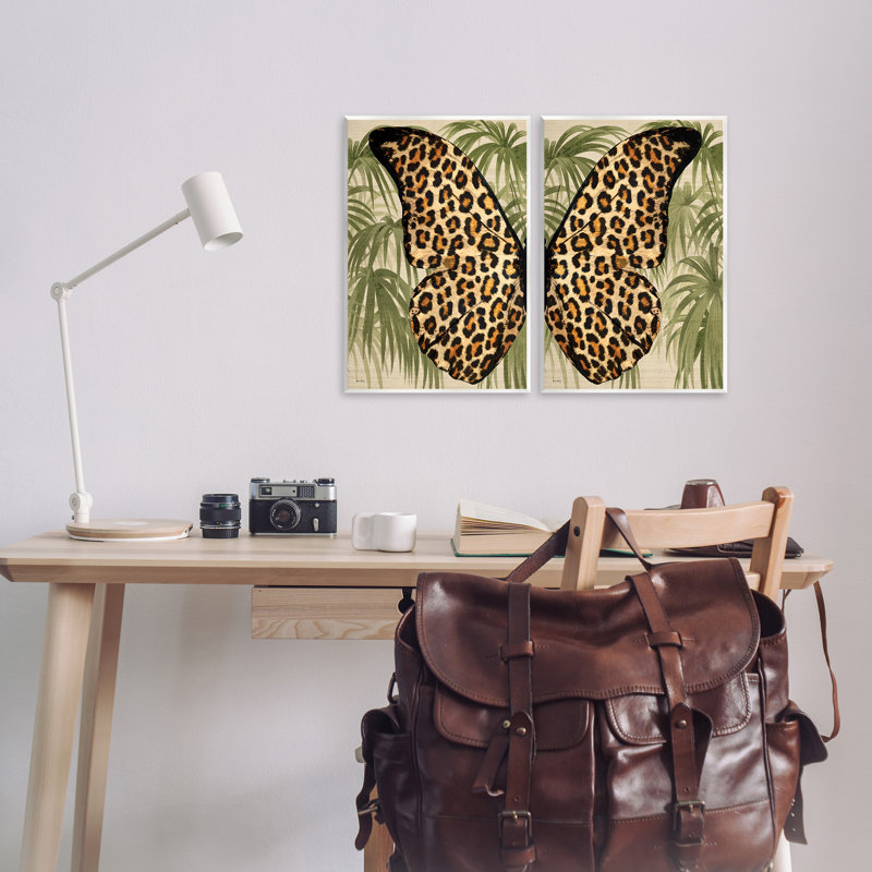 «Cheetah Butterfly Wings», ensemble de 2 plaques murales par Amber Sterling, H 19 po x l 26 po