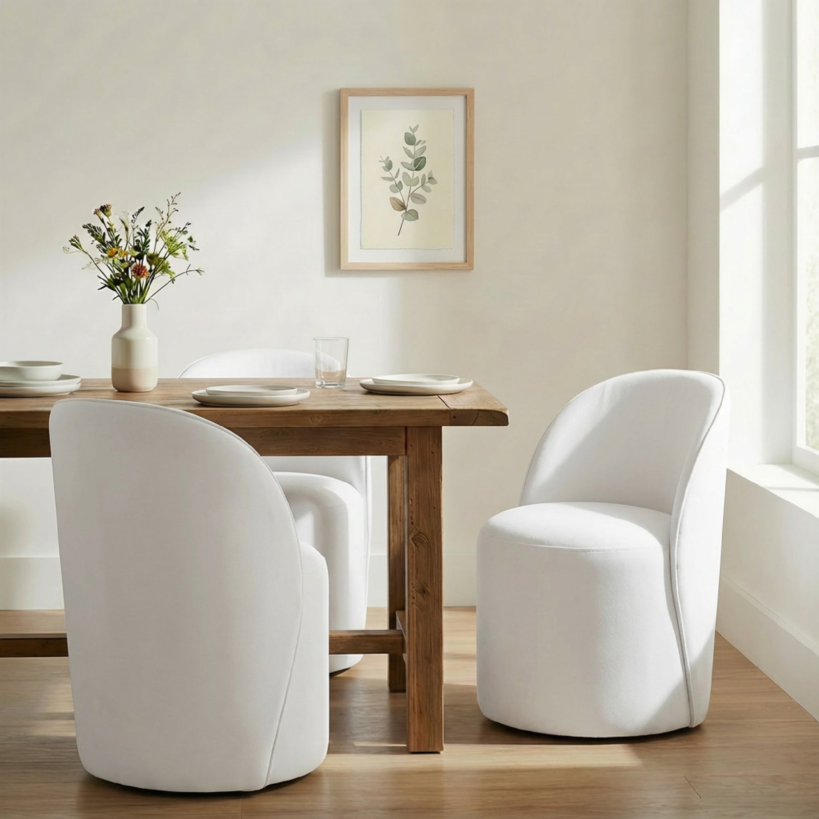 Lola Pine Dining Chair, White