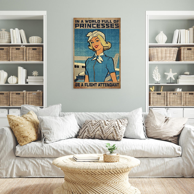"Be a Flight Attendant" - 1 pièce, "Be a Flight Attendant", impression sur toile, H 36 po x l 24 po x P 1,25 po