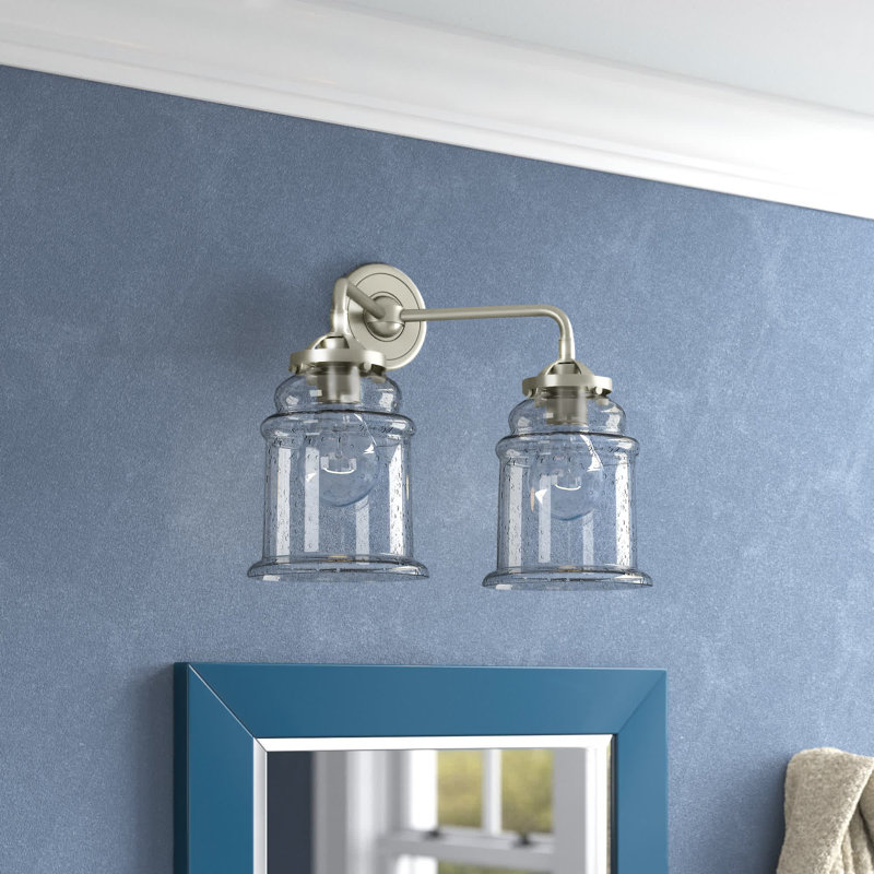 Éclairage pour meuble-lavabo à 2 lumières à intensité variable Alexandira, DEL, Grainé, Nickel satiné brossé