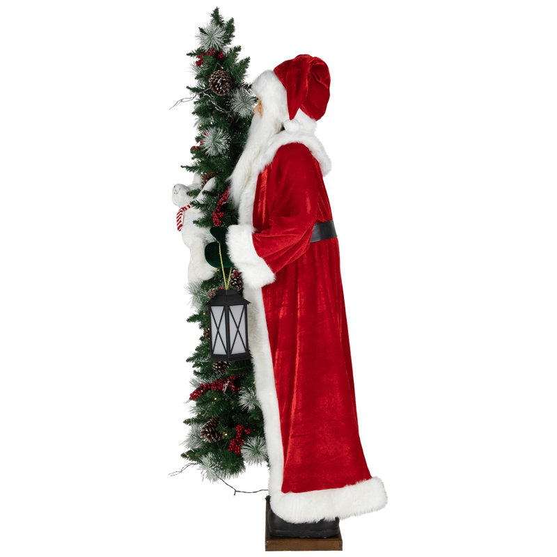 Décoration de Noël père Noël avec ours polaire et arbre pré-éclairé - 5,5 pi
