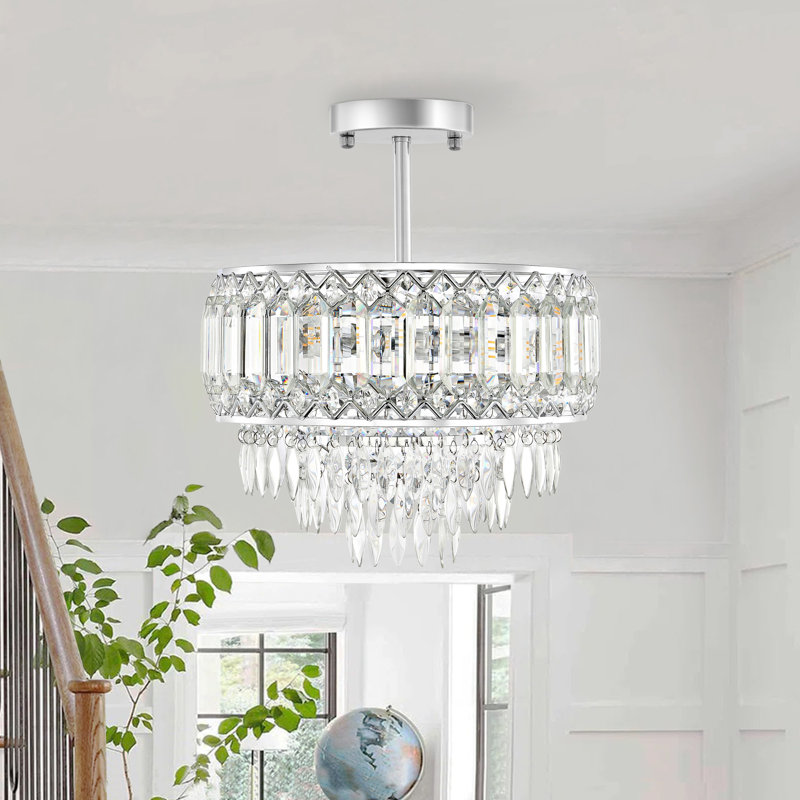 Lustre encastré en cristal 3 lumières Everby, Chrome chrome