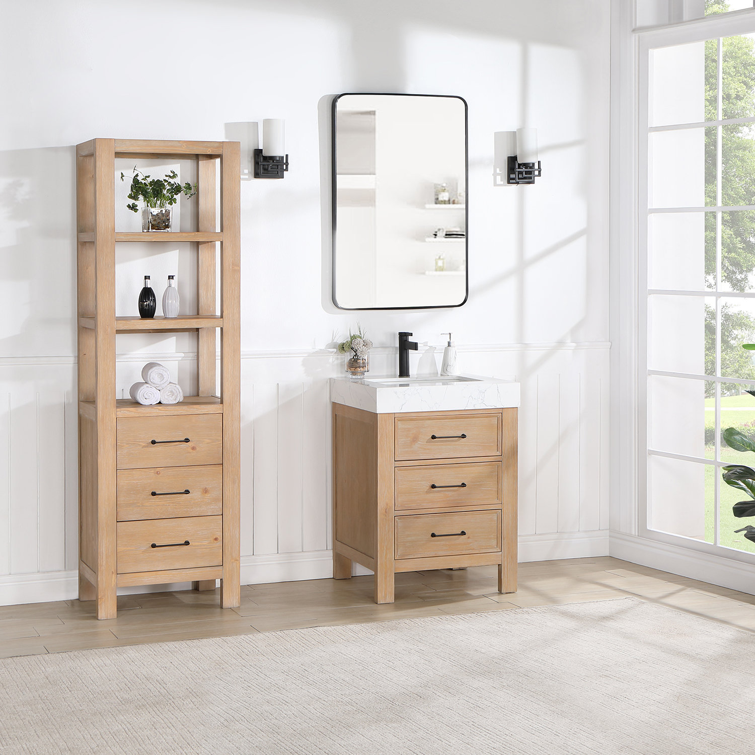 Moana Solid Wood Linen Cabinet, Brown