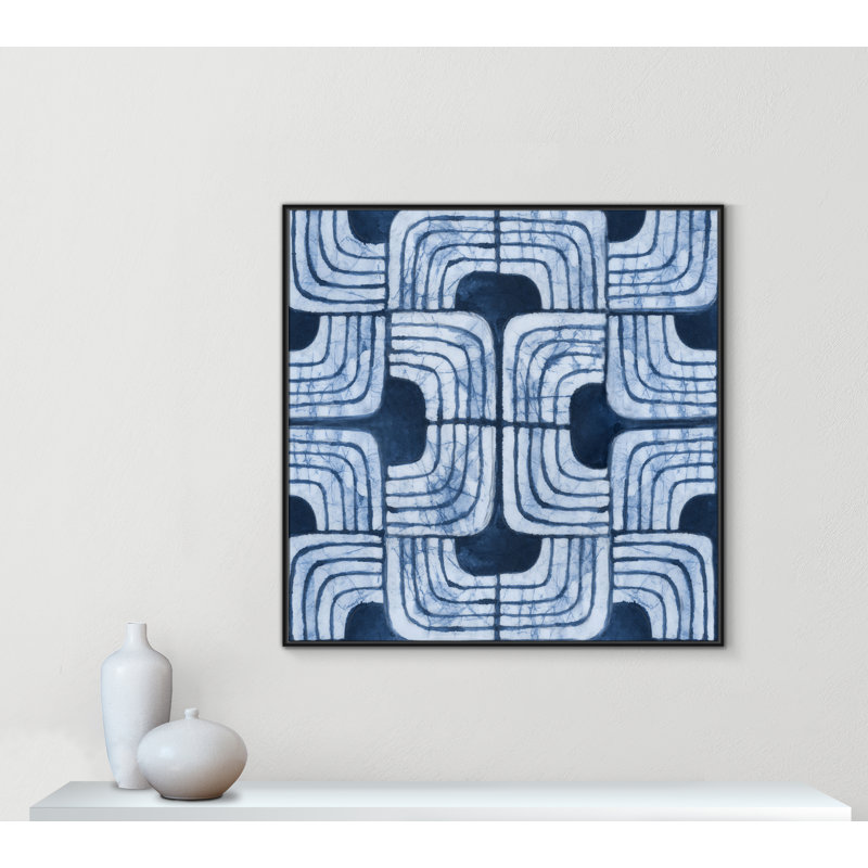 Imprimé Batik III bleu par Emma Peal, Noir, H 46,5 po x l 46,5 po