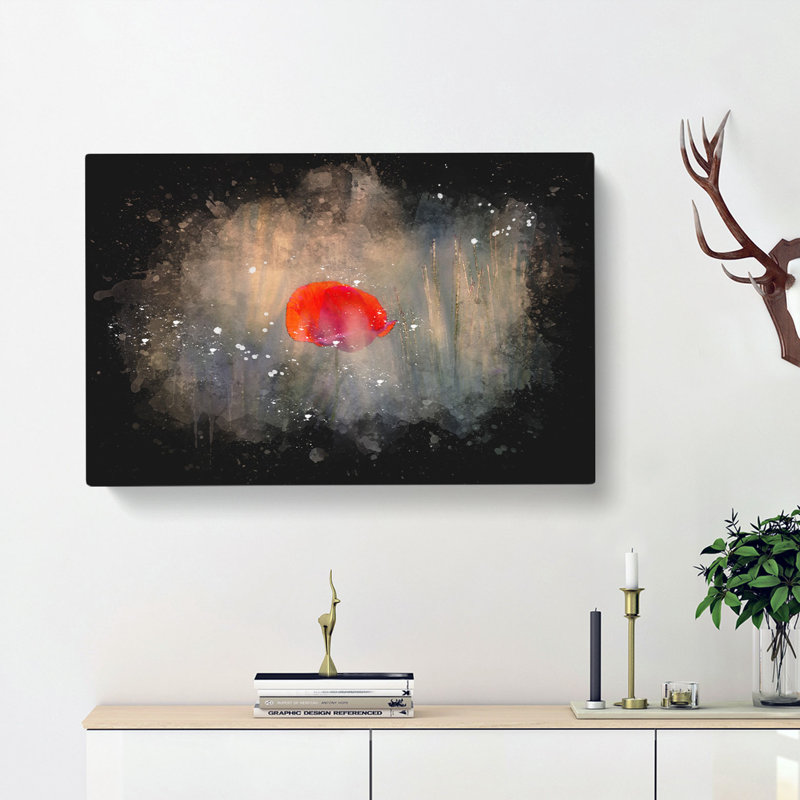 Red Poppy Flower - Wrapped Canvas Painting, 50cm H x 76cm W x 3cm D
