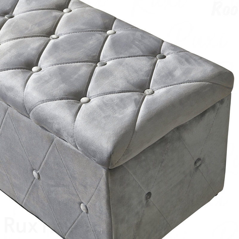 Ensemble de 1 repose-pieds rectangulaire rembourré en velours avec rangement - 2 ensembles de repose-pieds