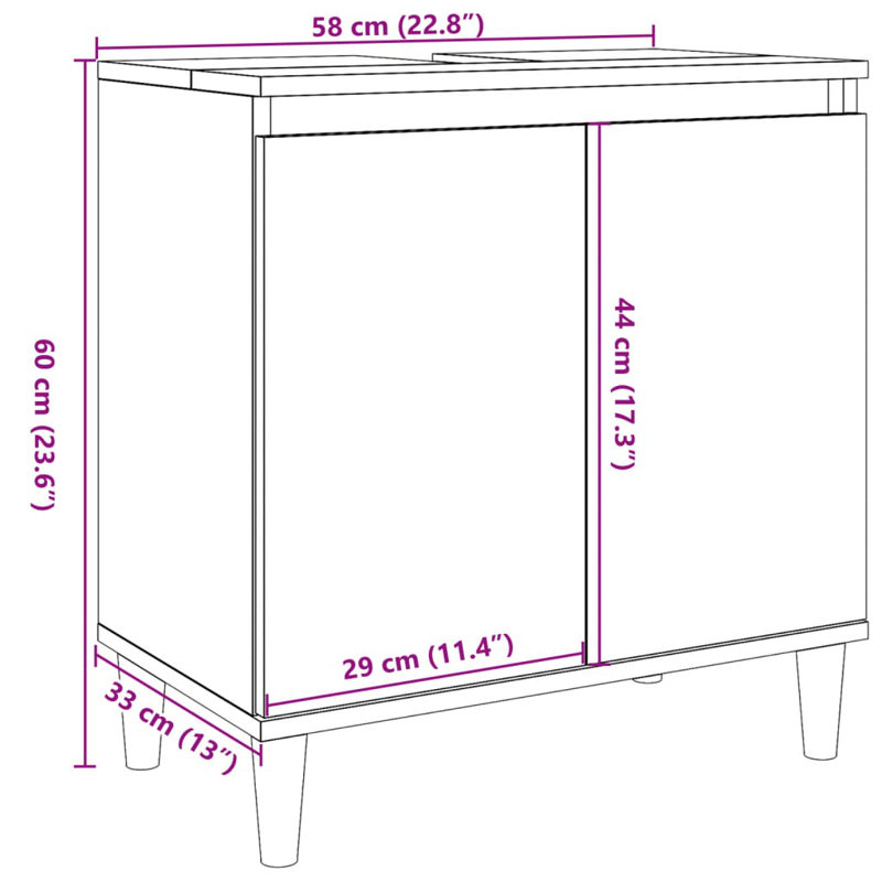 Saajan 58cm Single Bathroom Vanity Base Only, Old Wood
