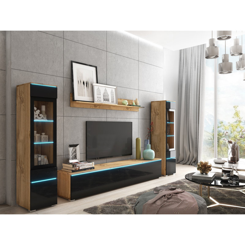 Cozine Unfinished Entertainment Centre for TVs up to 78", Wotan/Black