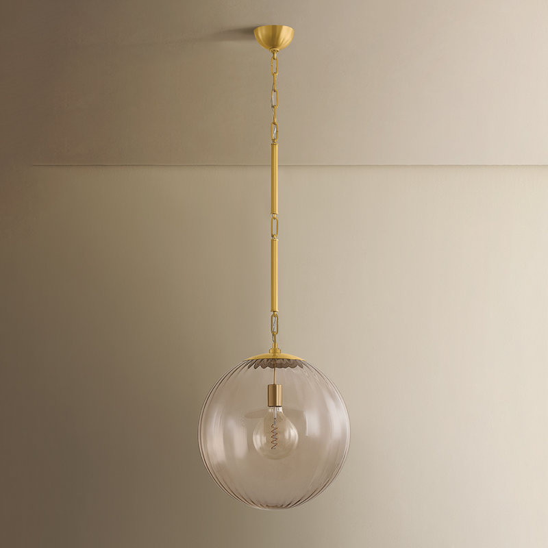 Jaipur 1-Light Optic Glass Pendant, 19" H x 17" W x 17" D, 25 Watts