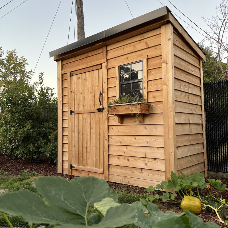 8 ft. W x 4 ft. D Western Red Cedar Gardensaver Lean-To Outdoor Storage Shed with Single Door and Metal Roof