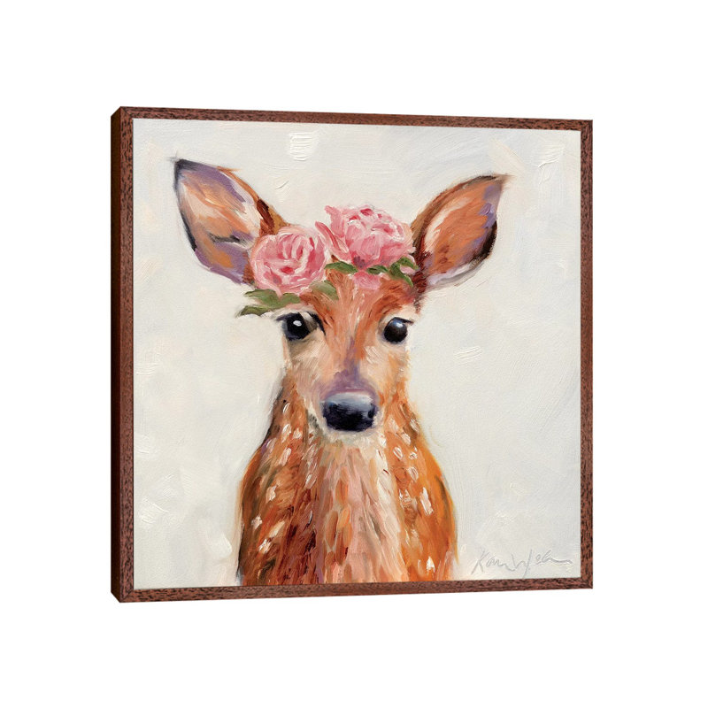 Rosey Fawn by Karen Weber - Painting on Canvas, Classic Brown Wood Framed, 66.04 cm H x 66.04 cm W