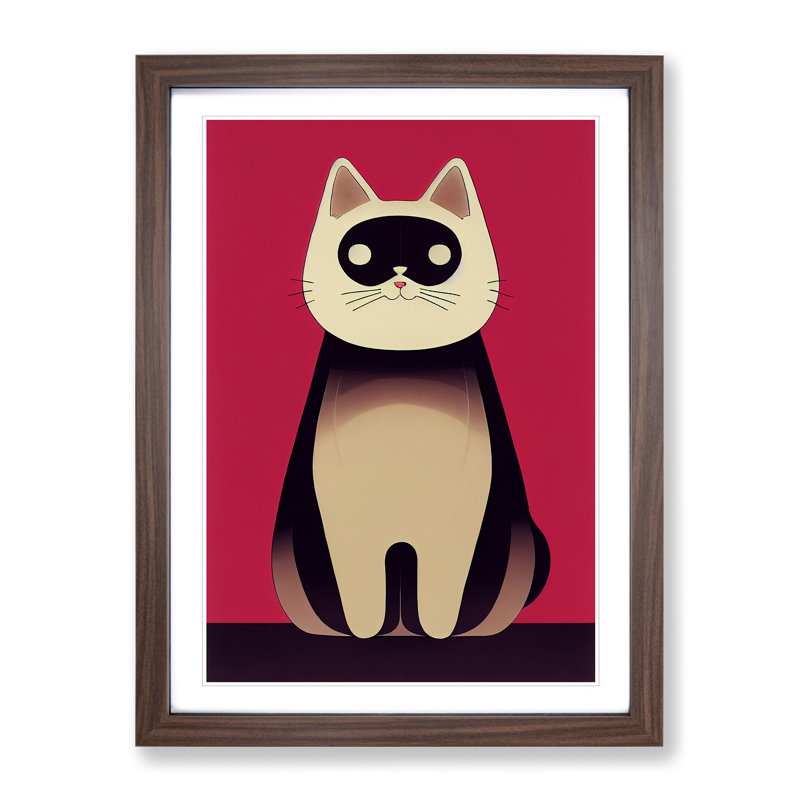 Modern Cat No.1 Abstract - Framed Print, 46cm H x 34cm W x 2cm D, Brown Framed