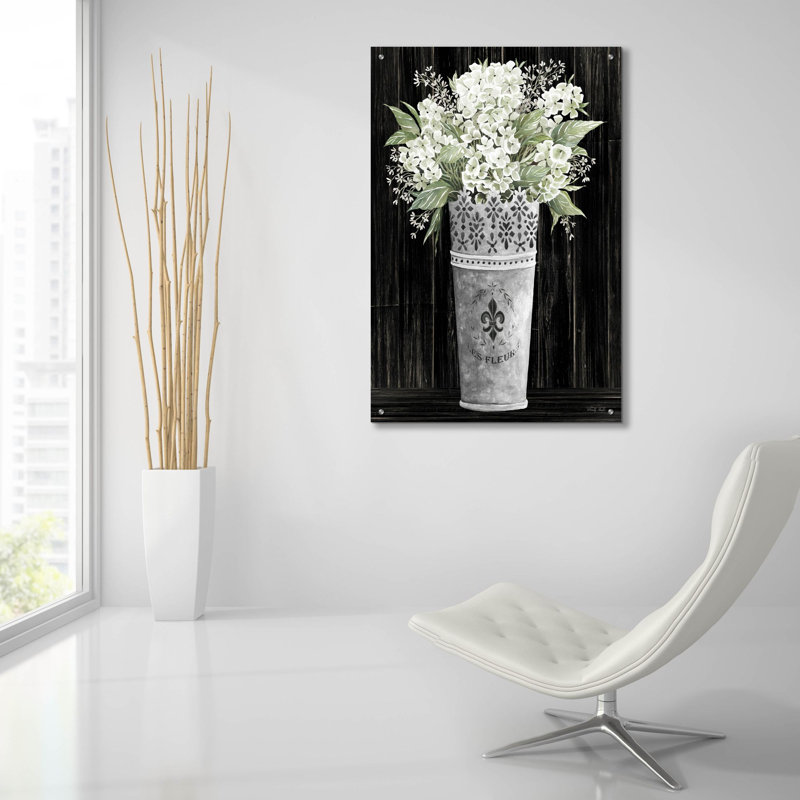 «Punched Tin Floral I» par Cindy Jacobs, art mural en verre acrylique, H 36 po x l 24 po x P 0,2 po