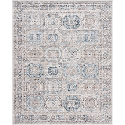 Saxton Oriental Indoor Polypropylene & Polyester Area Rug, Beige | Blue