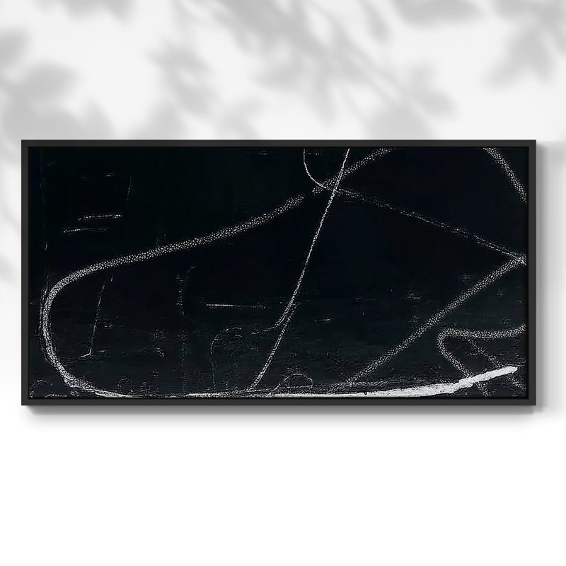 Abstrait, série DC DCXIV, toile tendue avec châssis, prête à être accrochée, H 25 po x l 41 po, Noir