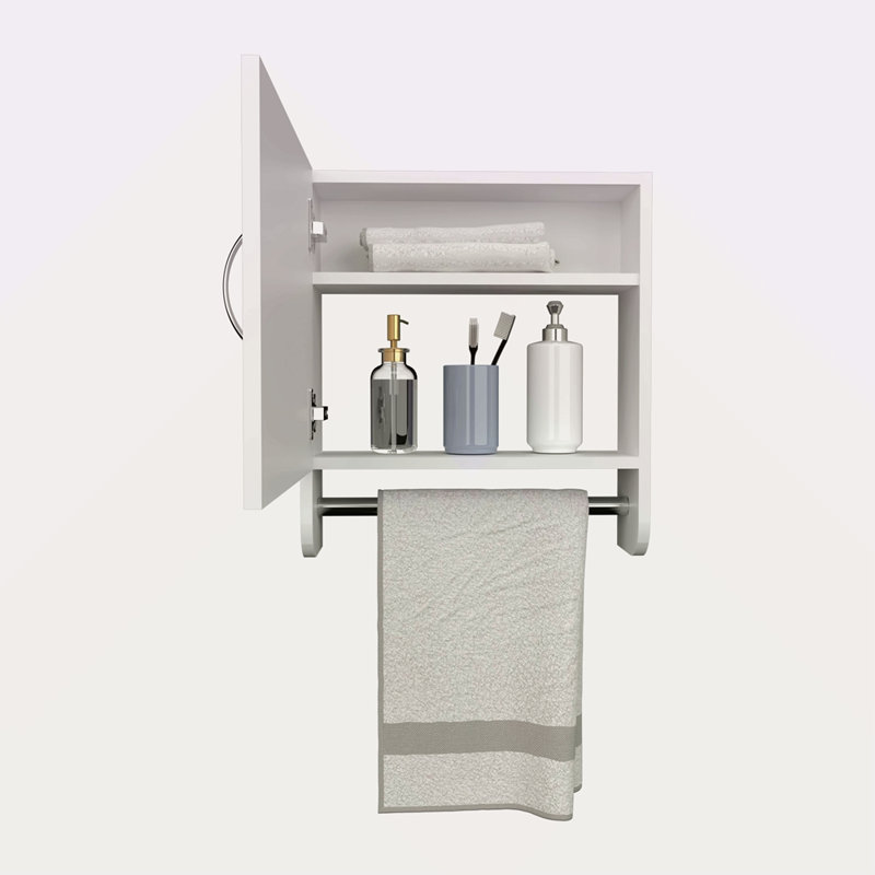Armoire à pharmacie à miroir H 19,7 po x l 17,7 po avec porte-serviettes, une porte avec deux tablettes intérieures pour la salle de bain et la cuisine