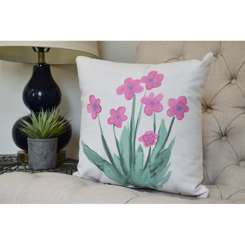 Farmers Market Square Pillow Cover & Insert, 20" x 20", Pink