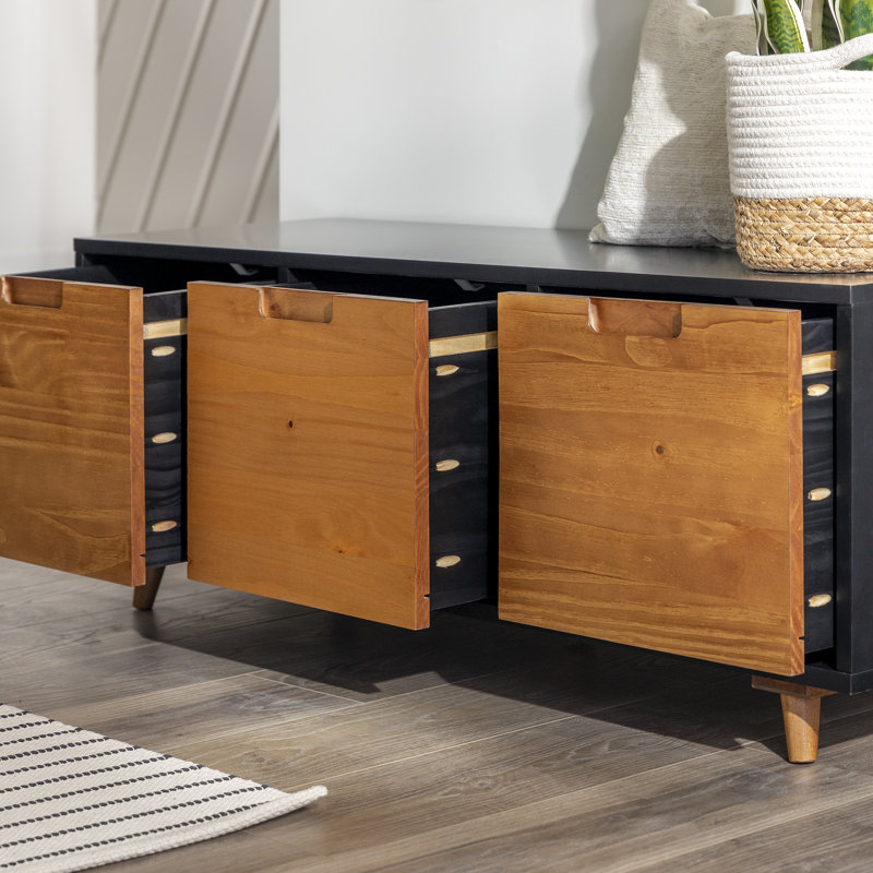 Banc de rangement Wynn, Caramel / noir