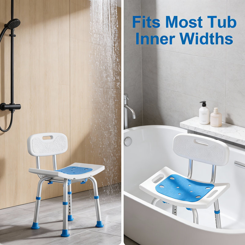 Heavy Duty Shower Chair With Removable Back 400 Lbs Capacity Bath Seat For Seniors