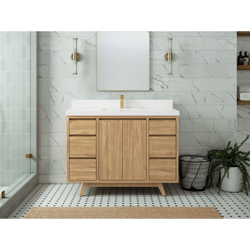 Ensemble de meuble-lavabo simple 48 po Madison, Blanc, Naturel clair
