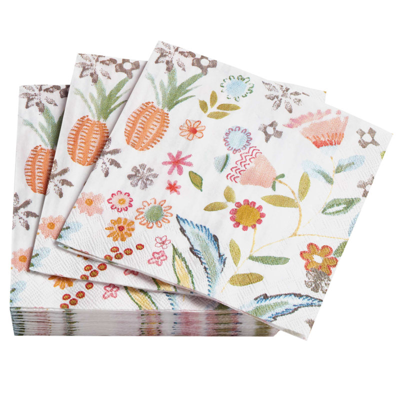 Eco-Friendly Floral Print 3-Ply Cocktail Paper Napkins