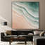 Impression sur tissu grand format - Vagues océaniques vert turquoise et plage de sable beige clair, vue côtière pour salon ou chambre - « Assemblage du cadre requis (cadre non fini) »-135870008