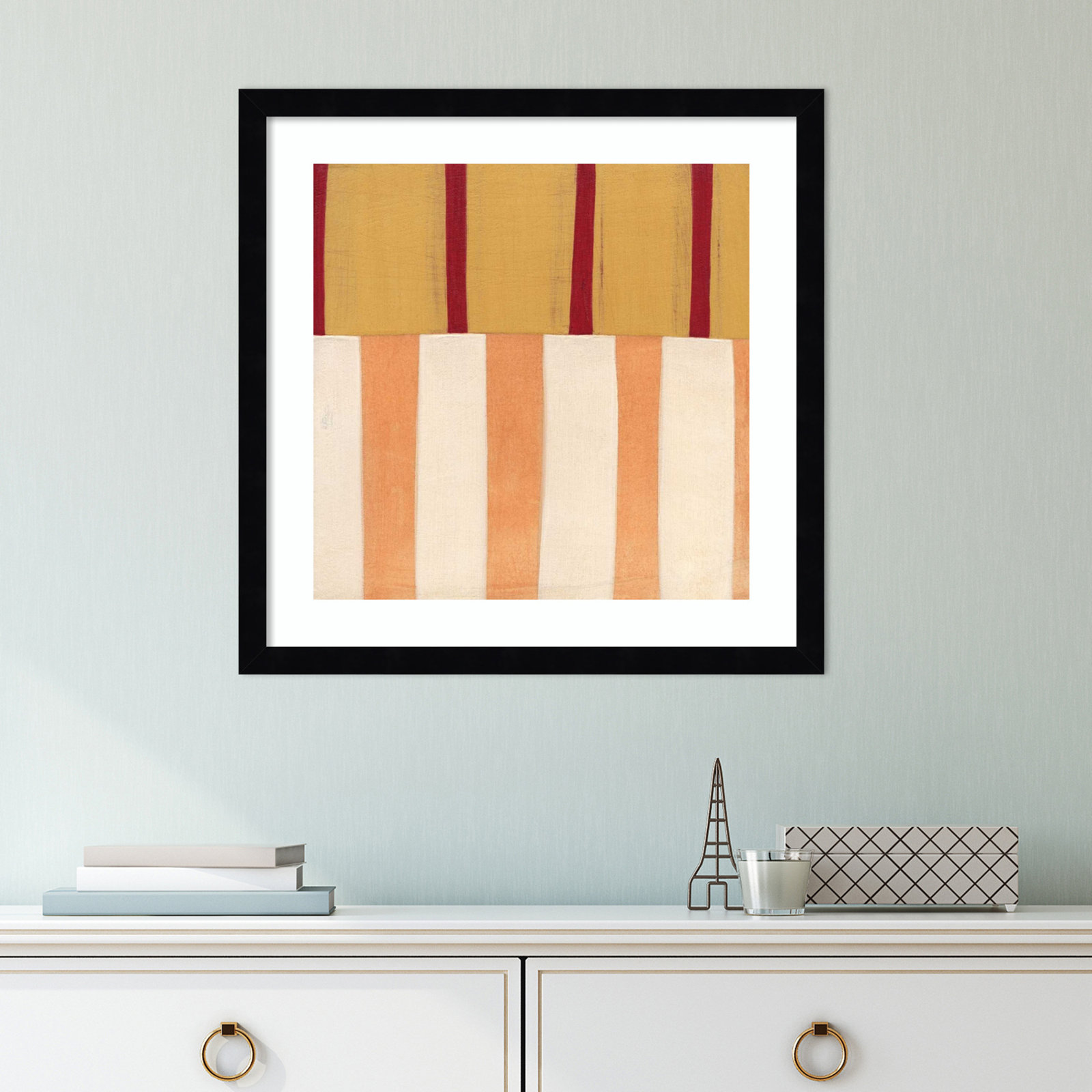 Broken Stripes 3 by Laura Nugent, Black, 17" H x 17" W x 1" D