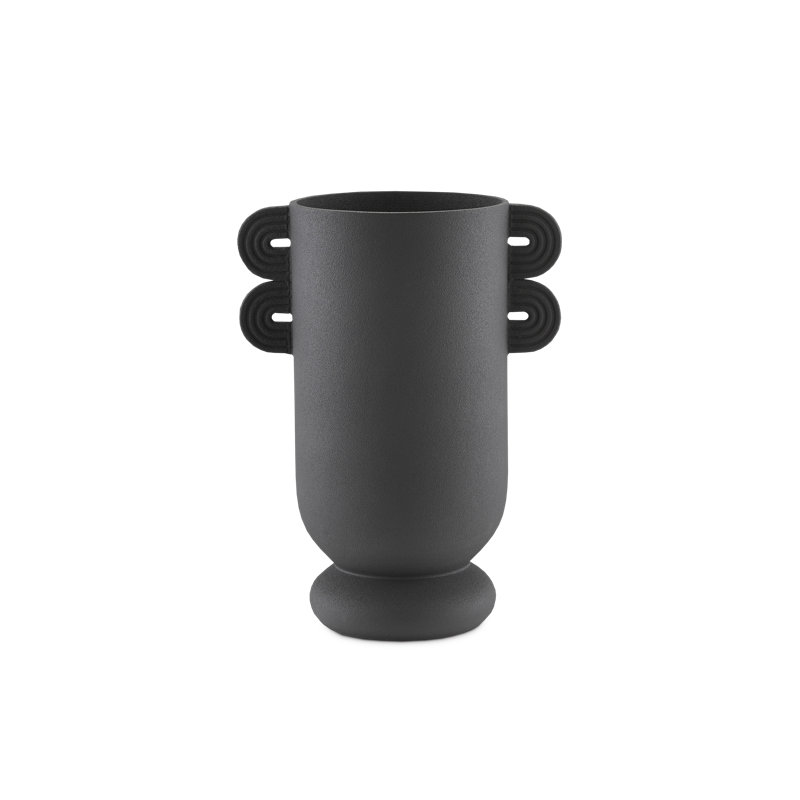 Happy 40 Handmade Ceramic Table Vase, Textured Black