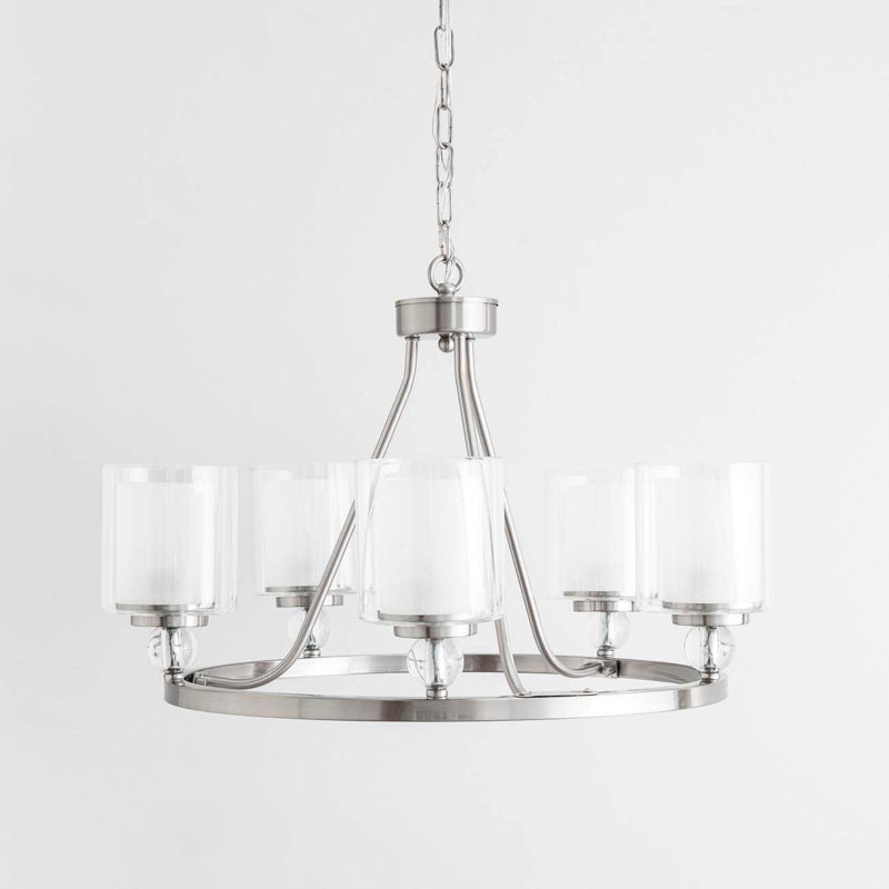 Lords 5 - Light Wagon Wheel Chandelier, Brushed Nickel
