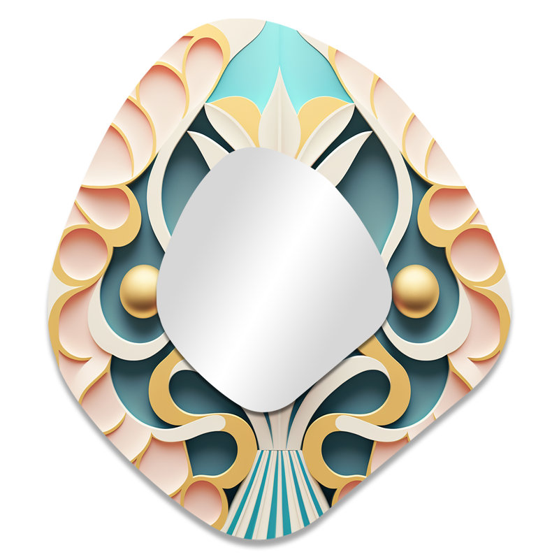 Miroir mural traditionnel irrégulier Pastel and Gold Playfulness II - Landscape, 35 po x 31 po