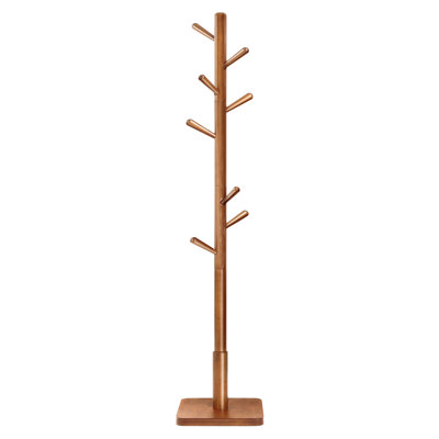 Trikomou Solid Wood 8-Hook Freestanding Coat Rack 