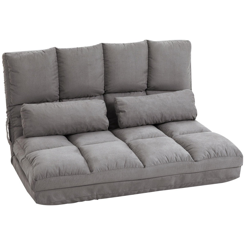 Canapé-lit en suède à dossier réglable, Polyester gris foncé