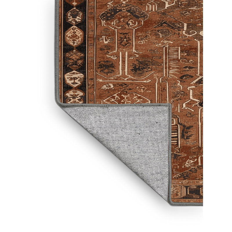 Tapis brun turc lavable à la machine, Rectangulaire 8 pi x 10 pi