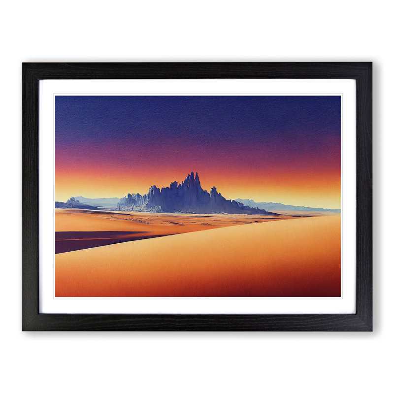 Desert View Vol.3 - Single Picture Frame Painting, Black, 46cm H x 64cm W x 2cm D