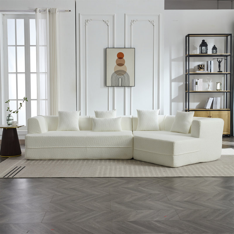 Repose-pieds de canapé modulaire avec coussins, Boucle blanc