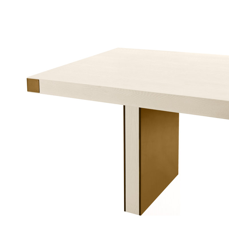 Cream and Gold Ash Wood Rectangular Dining Table