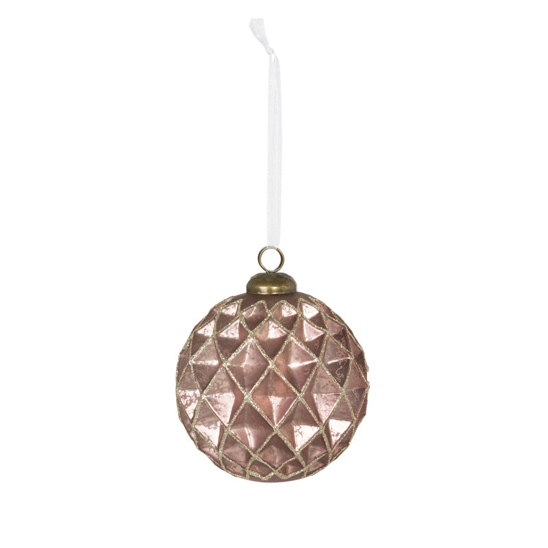 Joyeux Noel 4'' Other Ball Ornament, Antique Rose