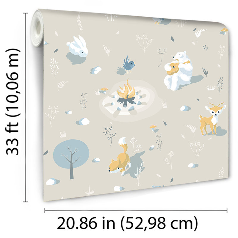 Papier peint neutre Woodland Friends, Beige