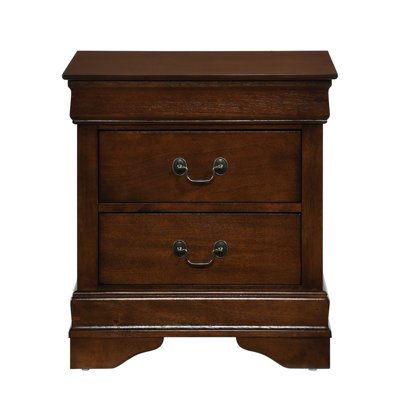 2 Nightstand - Traditional, Brown Cherry Finish For Bedroom Classic Bedroom, 2 Drawers Design