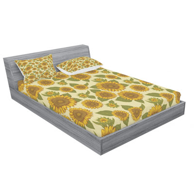Sunflower Microfiber Floral Sheet Set