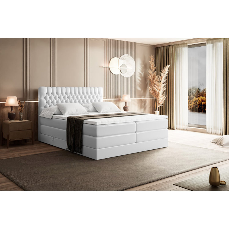 Bed, 180cm W x 200cm L, White