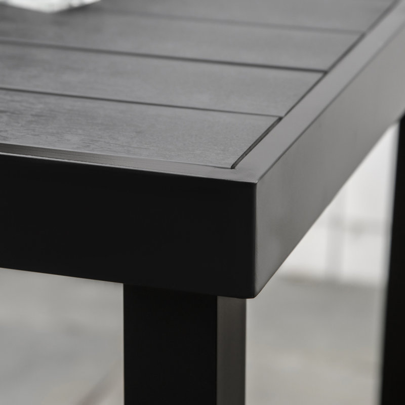 Patio Outdoor Dining Table For 4 - Square, Waterproof Wood Grain, Person Square Black , Waterproof,