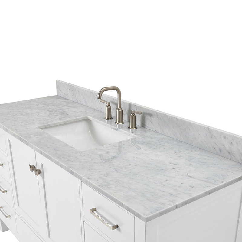 Flynt 61'' Single Bathroom Vanity with Carrara Marble Top, White