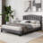 Modern Upholstered Bed Frame Queen Size Platform Bed with Wooden Slat Support