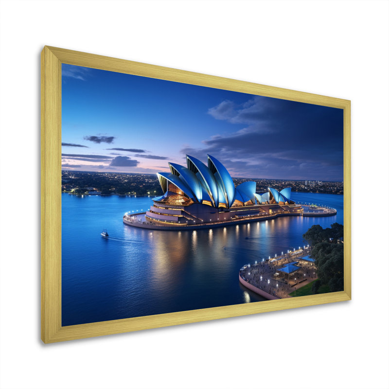 Australie, Sydney, icônes IV, impression sur toile, H 16 po x l 32 po x P 1 po, Encadrement doré