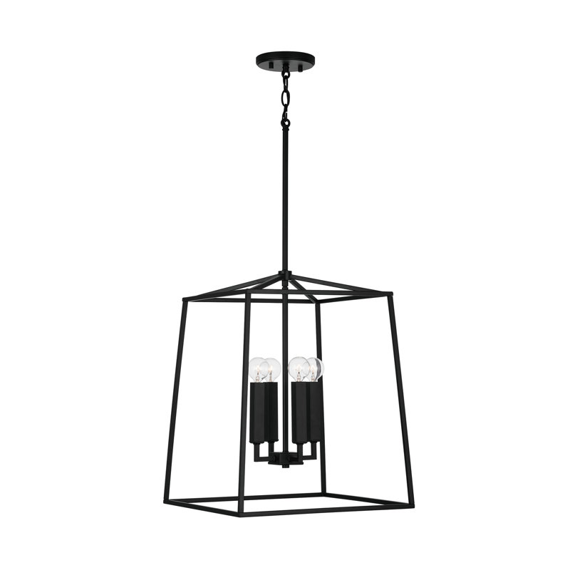 Lustre géométrique à 4 lumières Thea, Noir mat, H 26,75 po x l 16 po x P 16 po