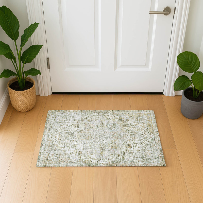 Premium Machine Washable Mayfield AMF2138 global Rug, 1'8" x 2'6", Ivory
