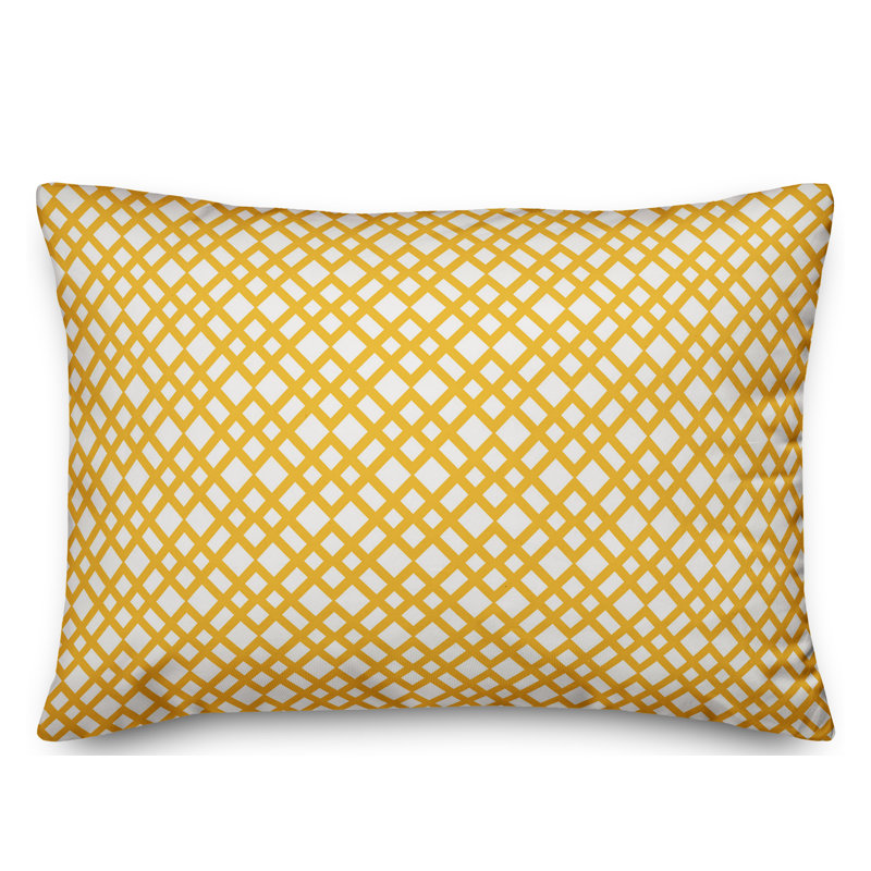 Lattice Geometric Reversible Throw Pillow, Yellow